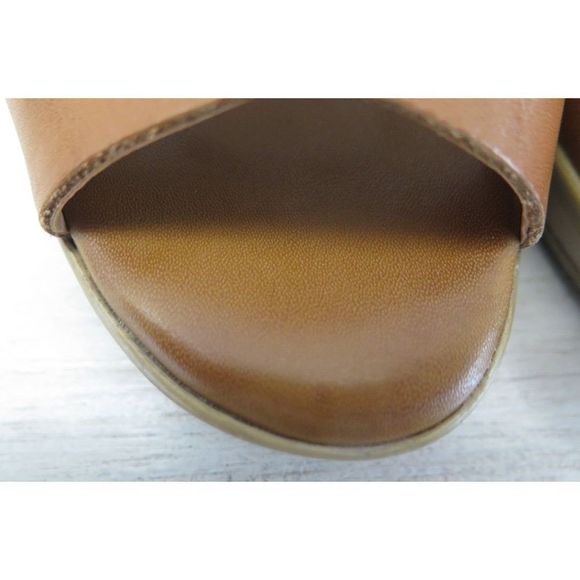 Söfft 1536600 Women's Sz 8M Cognac Dabney Open Toe Leather T-Strap Stacked Heels - Picture 6 of 13